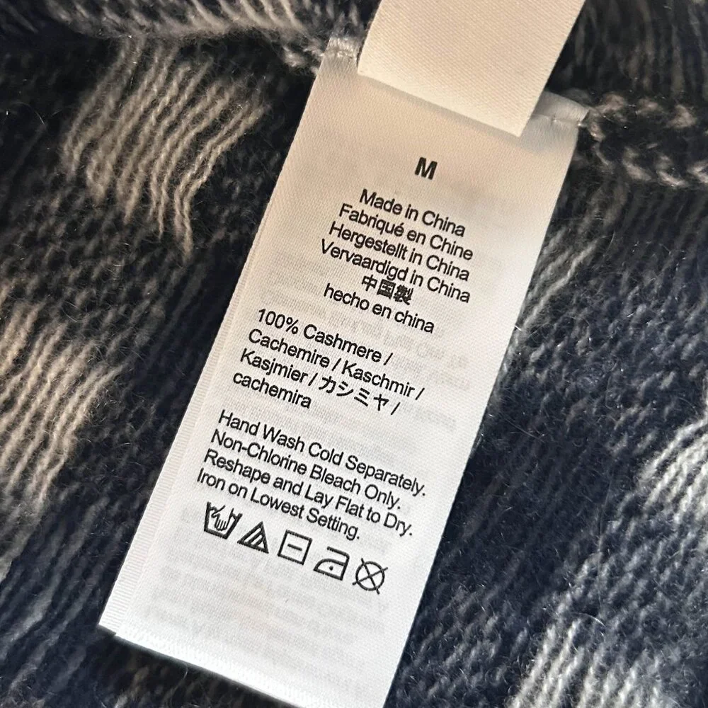 J. Crew Navy Cashmere Gingham Sweater ASO Wednesday Addams